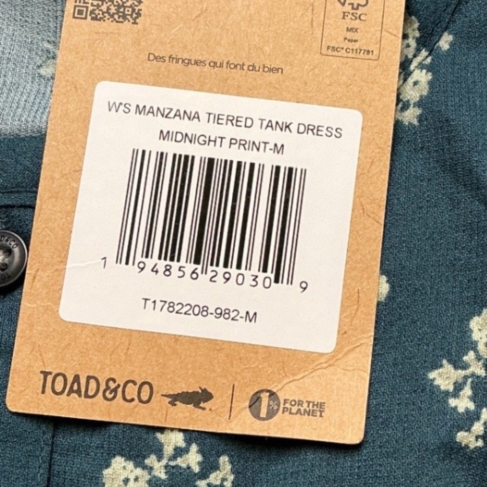 Toad & Co Manzana Tiered Tank Dress Midnight Print Medium New With Tags - Picture 3 of 5